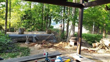 あずま屋の中から見る