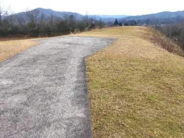 刈払機にナイロンひもで仕上げ刈り