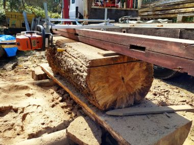 厚さ8cmの板に挽いたら重たくて軽トラに載せれなかった